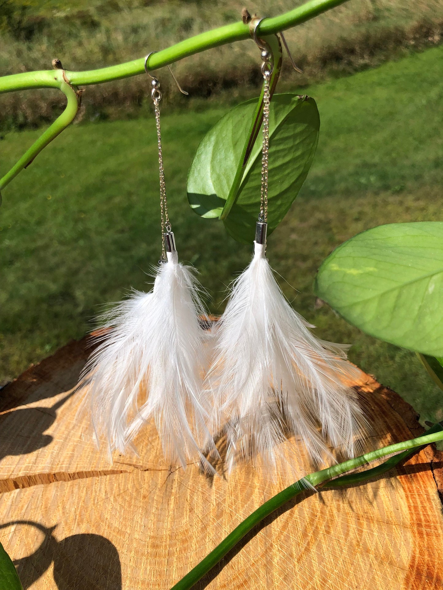 White Dove Dangle Earrings in Silver