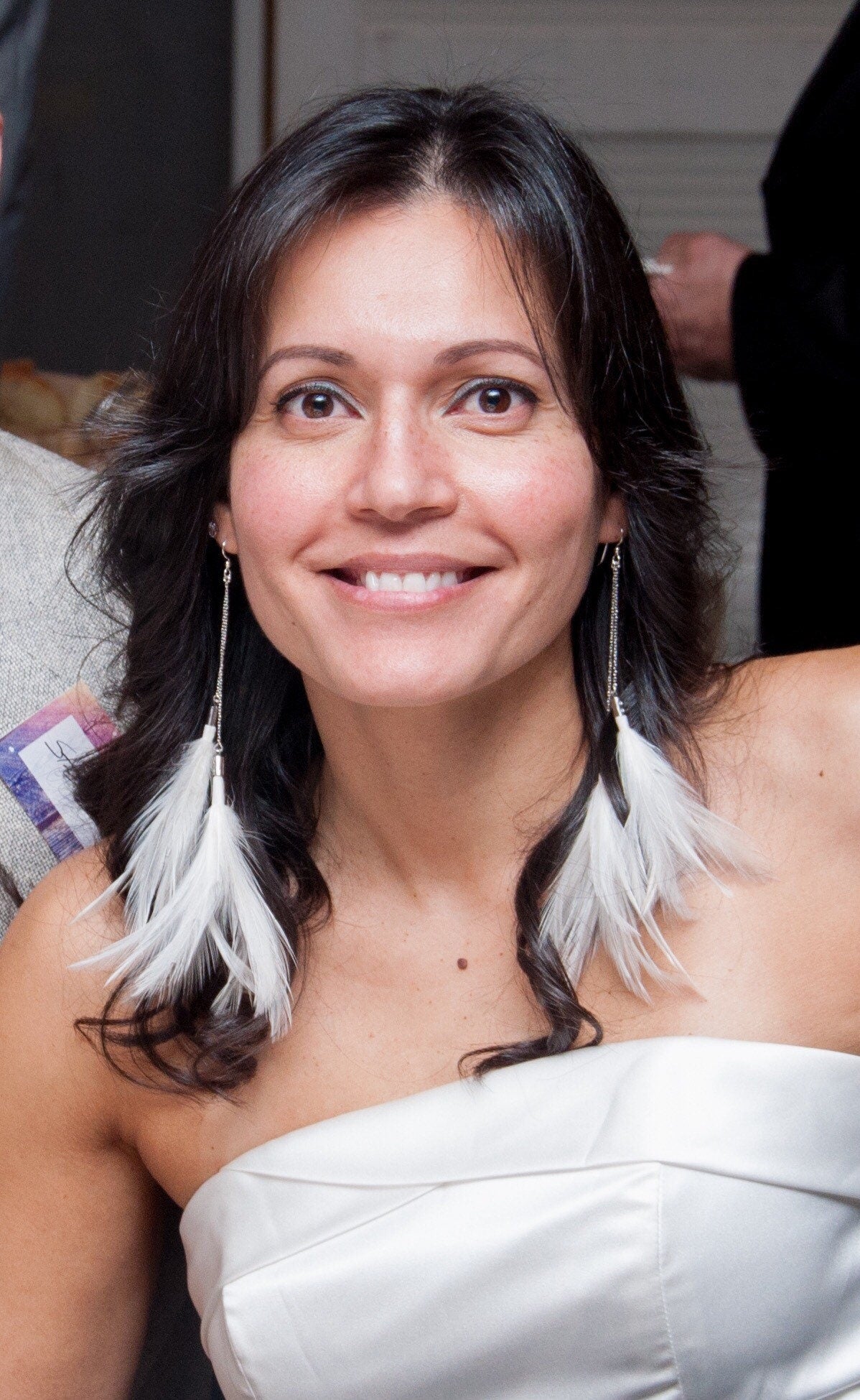 White Dove Dangle Earrings in Silver